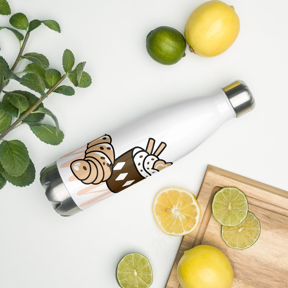 Coffee & Croissant Stainless Steel Water Bottle