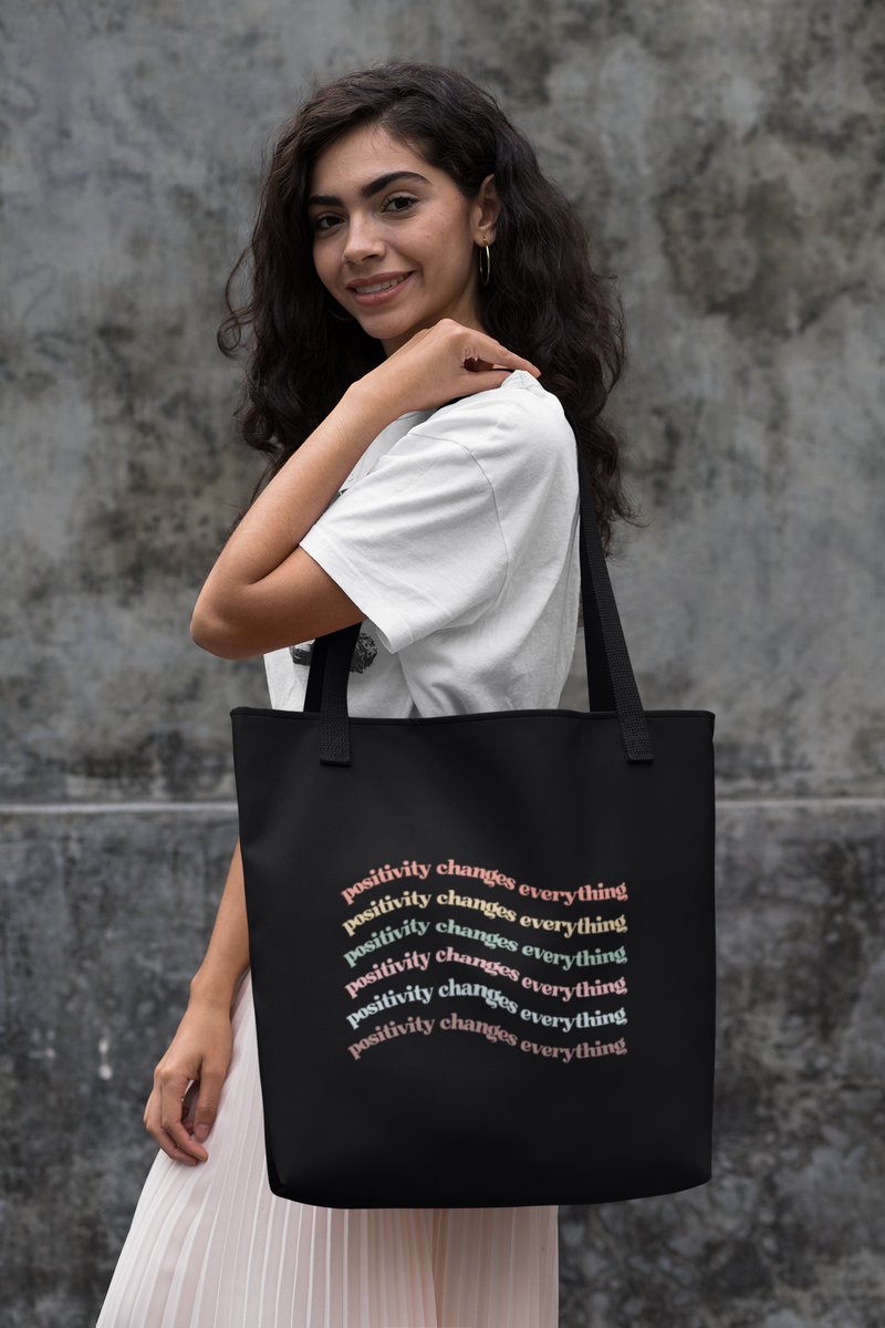 Positivity Changes Everything Eco Tote Bag (Rainbow)