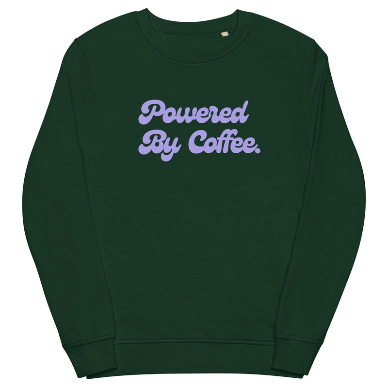 Powered By Coffee Unisex organic sweatshirt (Purple)