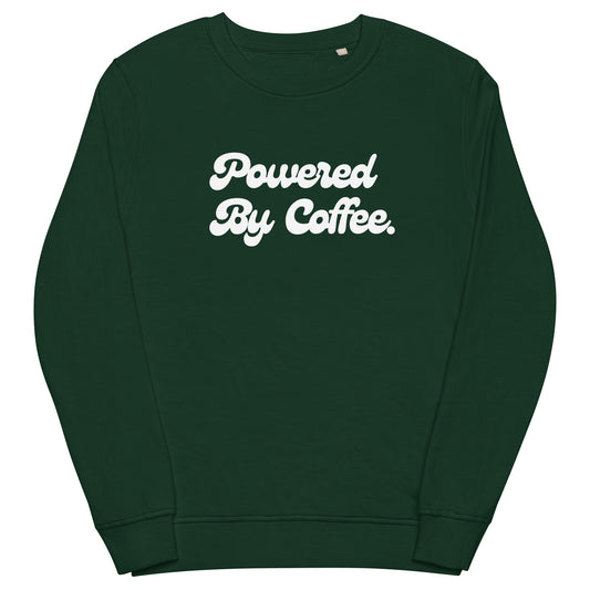 Powered By Coffee Unisex organic sweatshirt (White)