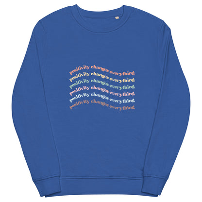 Positivity Changes Everything Unisex organic sweatshirt (Rainbow)