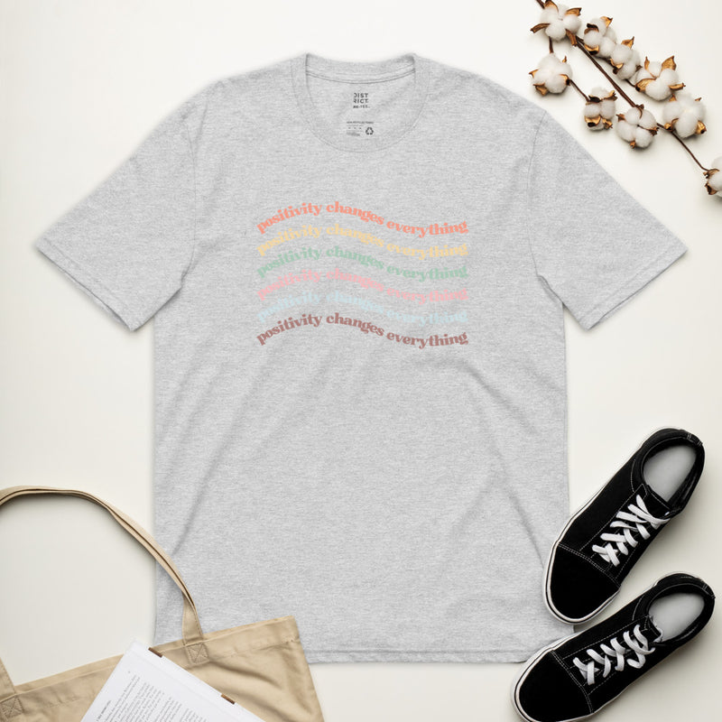 Positivity Changes Everything Unisex recycled t-shirt (Rainbow)