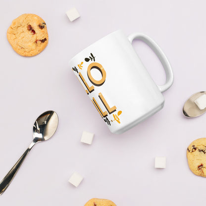 Hello Fall White glossy mug