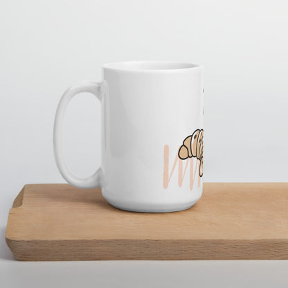 Coffee & Croissant White glossy mug