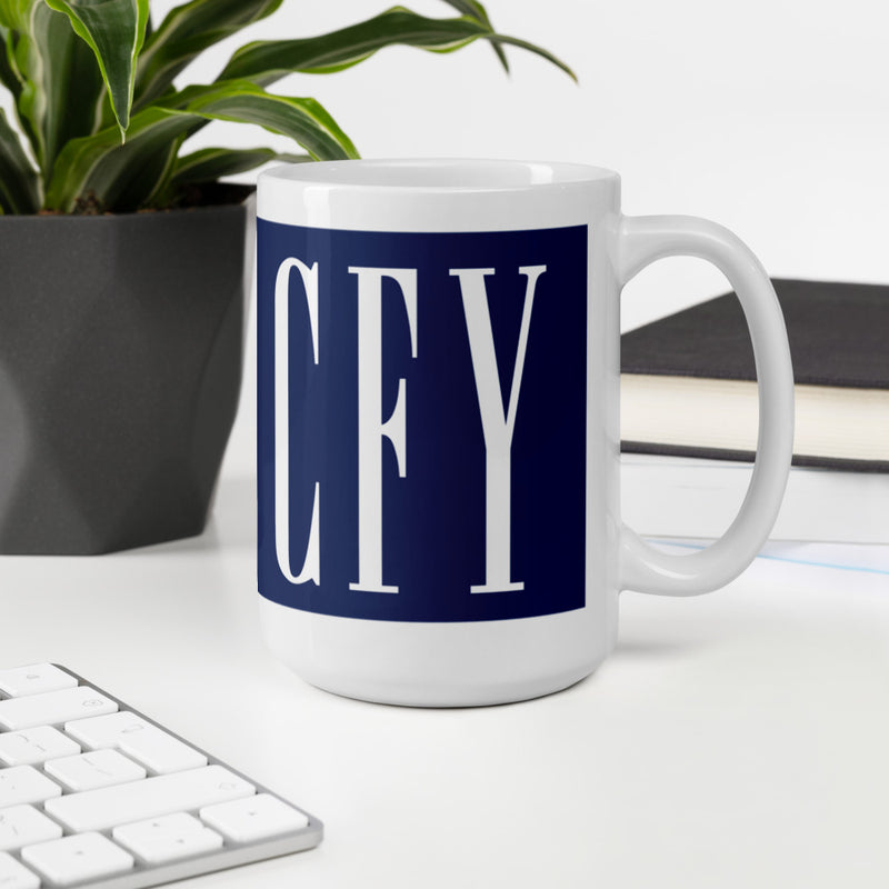 CFY Logo 2.0 White glossy mug