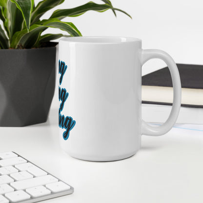 Living Loving Growing White glossy mug