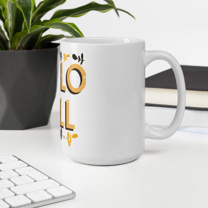 Hello Fall White glossy mug