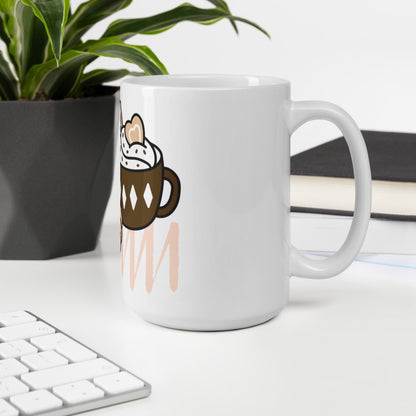 Coffee & Croissant White glossy mug