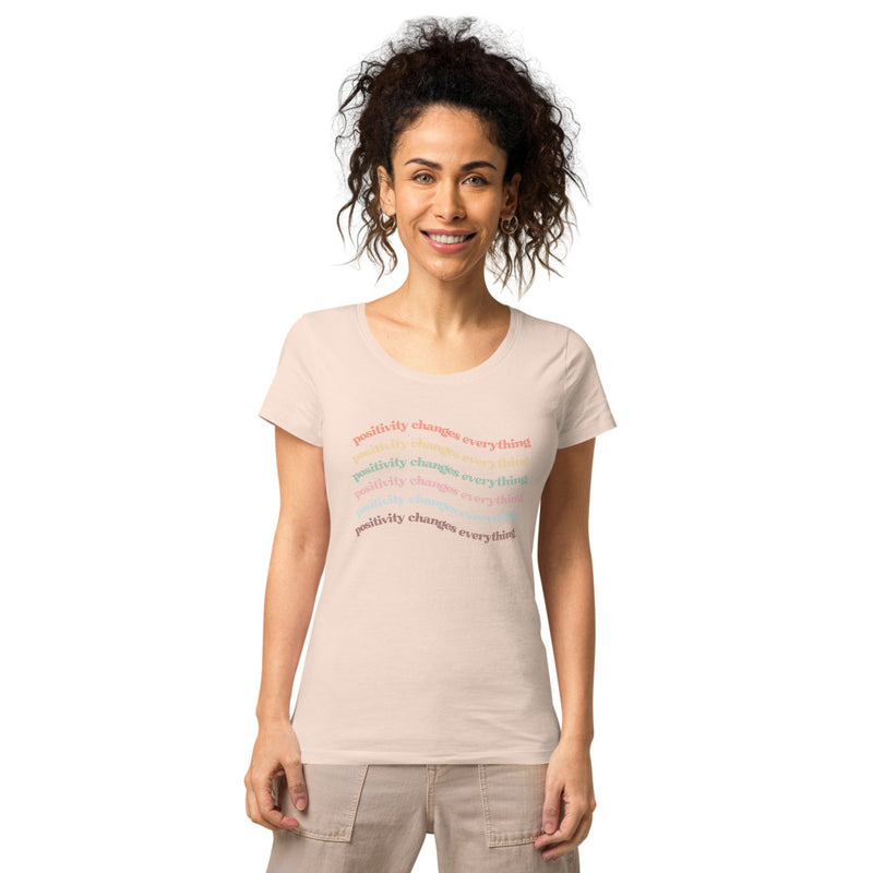 Positivity Changes Everything Women’s basic organic t-shirt (Rainbow)