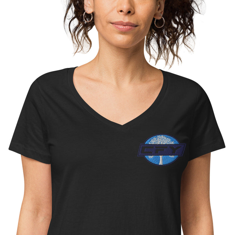 CFY women’s fitted v-neck t-shirt (Black)