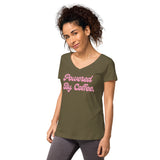 Powered By Coffee Women’s fitted v-neck t-shirt (Pink)