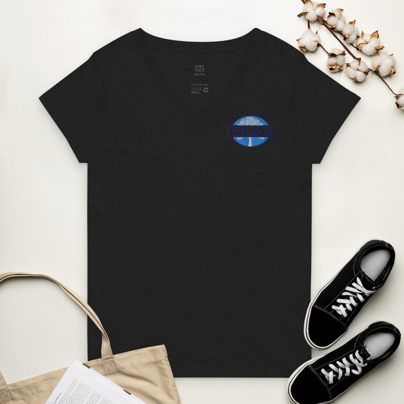 CFY Women’s recycled v-neck t-shirt (Black)