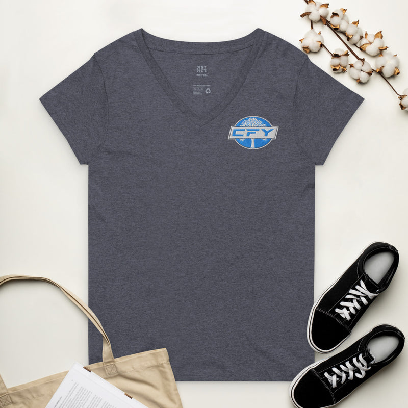 CFY Women’s recycled v-neck t-shirt (White)