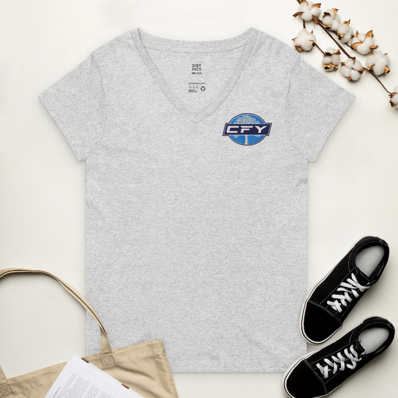 CFY Women’s recycled v-neck t-shirt (Black)