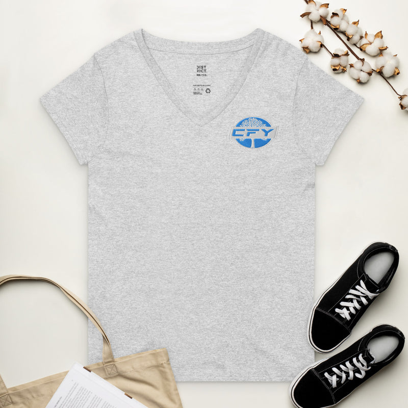 CFY Women’s recycled v-neck t-shirt (White)
